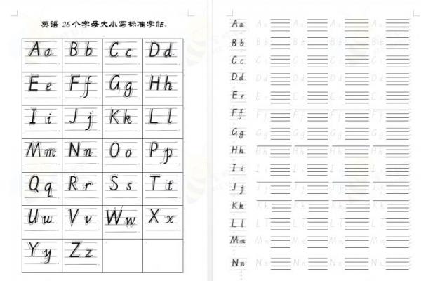 26个英文大小写字母手写体字帖 带描红可打印word格式百度云网盘下载 轩媛爸